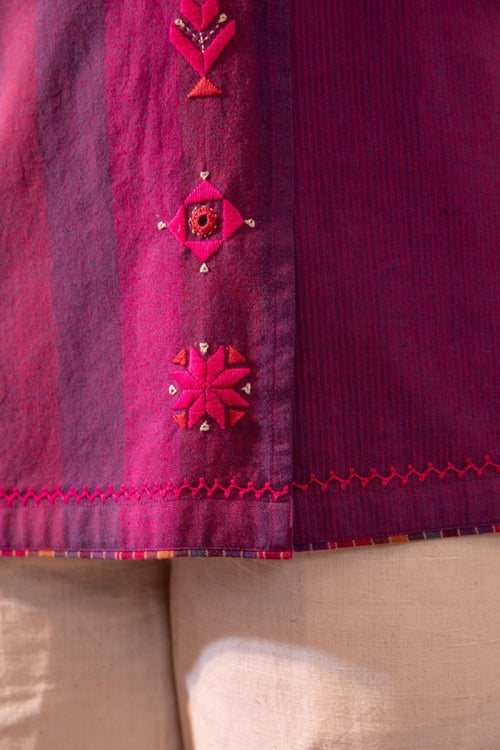 Rangsutra Haveli Soof Violet Hand Embroidered Top