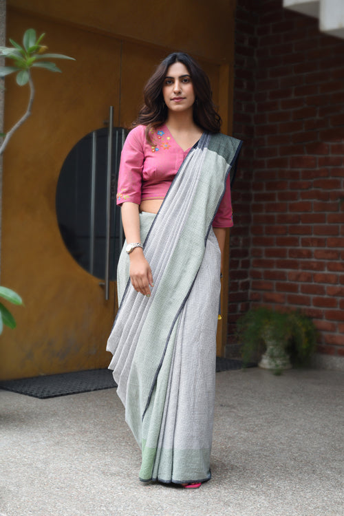 Rangsutra Rekha Celadon Green Saree