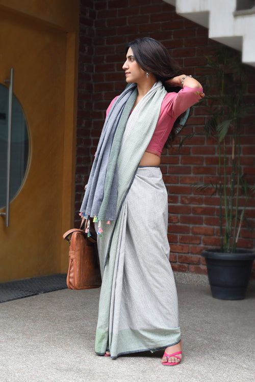 Rangsutra Rekha Celadon Green Saree