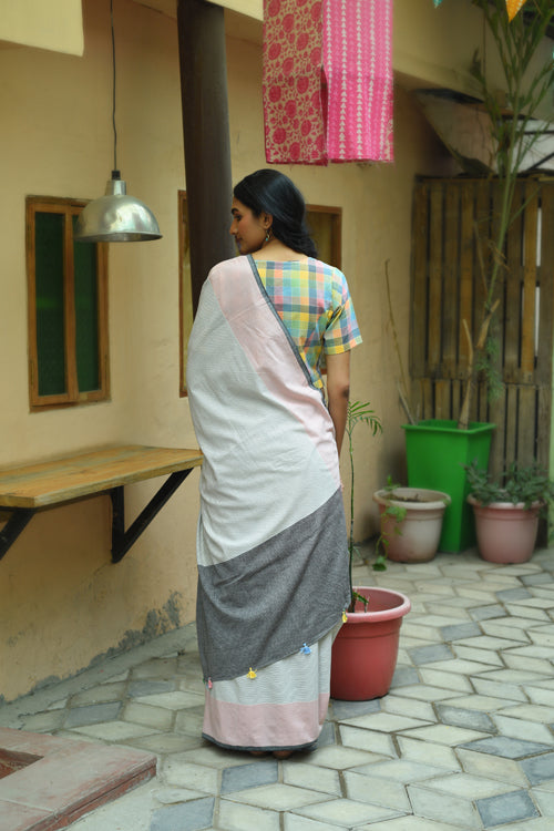 Rangsutra Blush Pink - Bare Pink - Beige Pink Rekha Saree