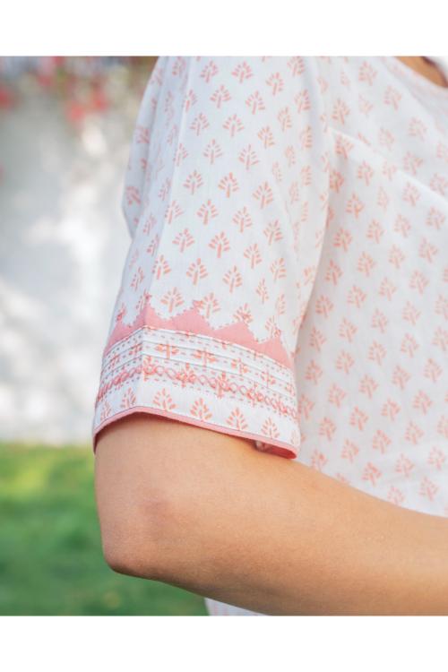 Rangsutra Suhani White Princess Cotton Blouse With Applique