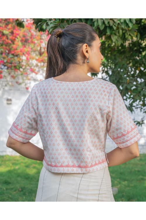 Rangsutra Suhani White Princess Cotton Blouse With Applique