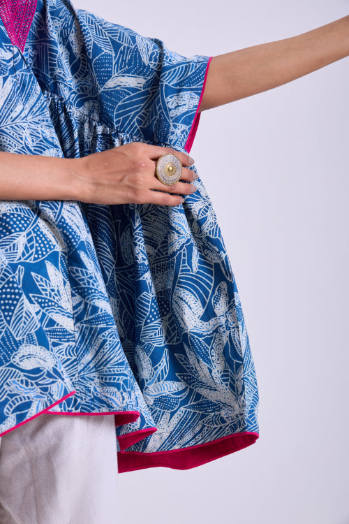 Rangsutra Chaaya Indigo Block Printed Over Sized Top