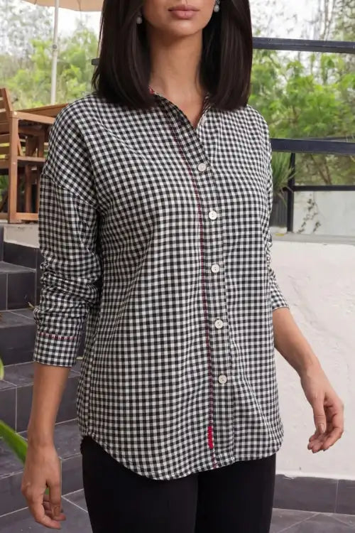 Rangsutra Dhwani Black Checked Handloom Cotton Shirt