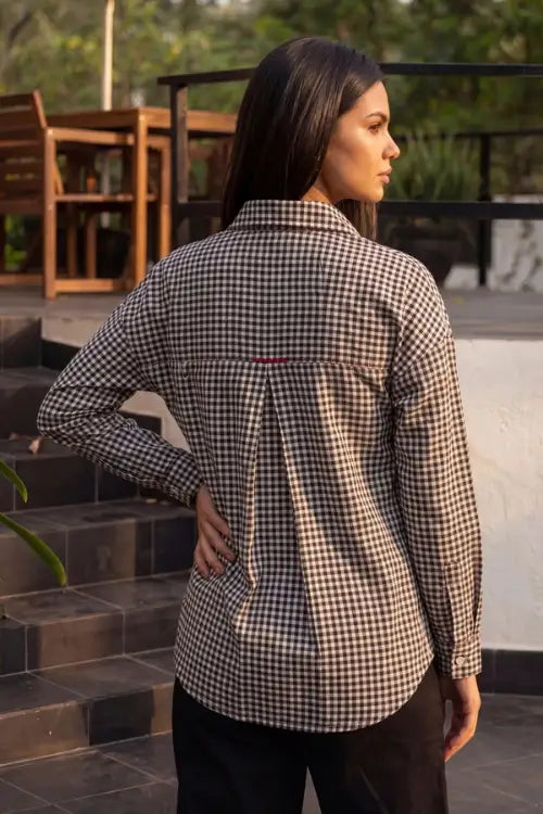 Rangsutra Dhwani Black Checked Handloom Cotton Shirt