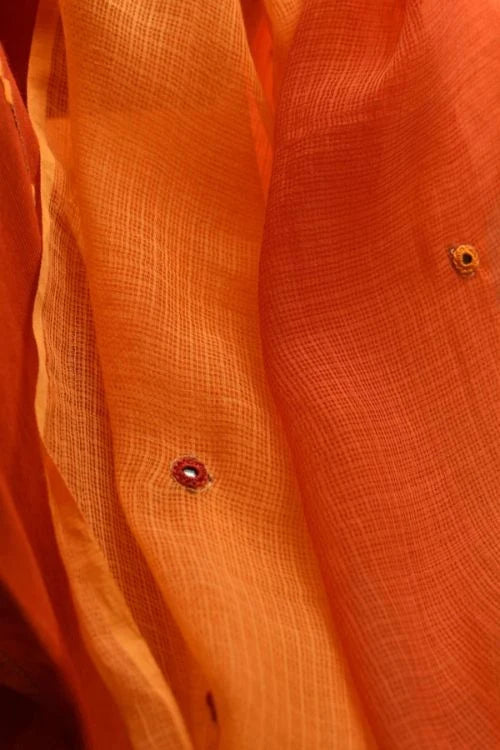 Rangsutra Aashvi Yellow-Orange Kota Dupatta With Desert Hand Embroidery
