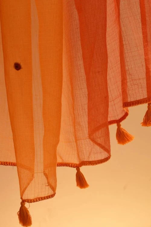 Rangsutra Aashvi Yellow-Orange Kota Dupatta With Desert Hand Embroidery