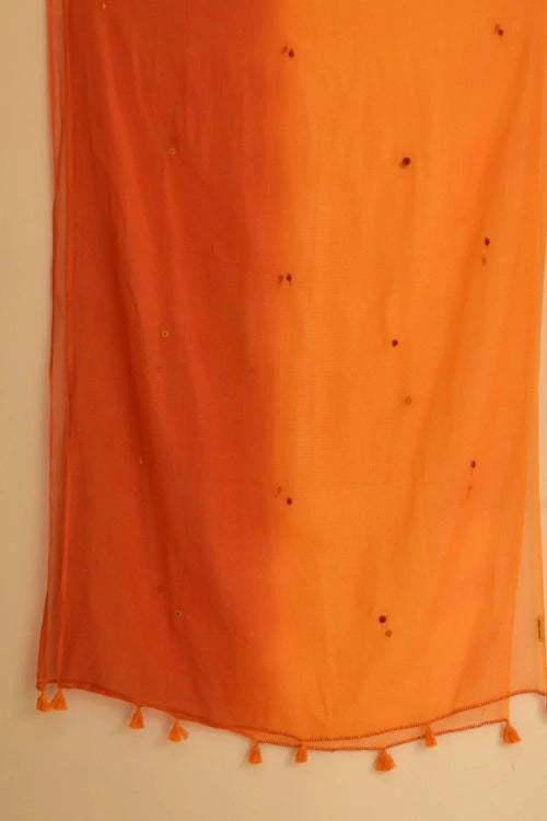 Rangsutra Aashvi Yellow-Orange Kota Dupatta With Desert Hand Embroidery