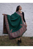 Regal Statement. Exclusive Soft Jamavar Design Kashmiri Shawl - Emerald Green