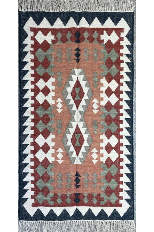 Handwoven Rajwada kilim rug