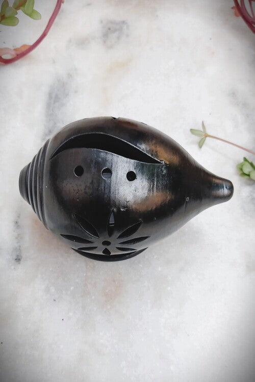 Terracotta by Sachii Nizamabad Black Pottery "Shankh" Diya