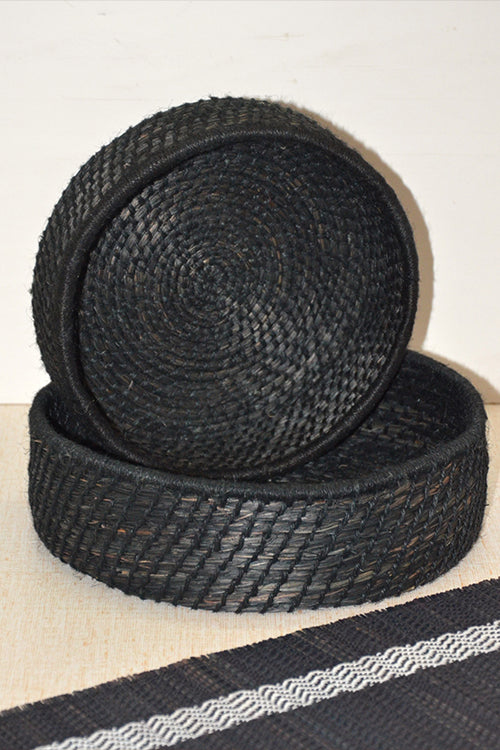 Dharini Sabai & Jute Round Baskets Charcoal (Set Of 2)