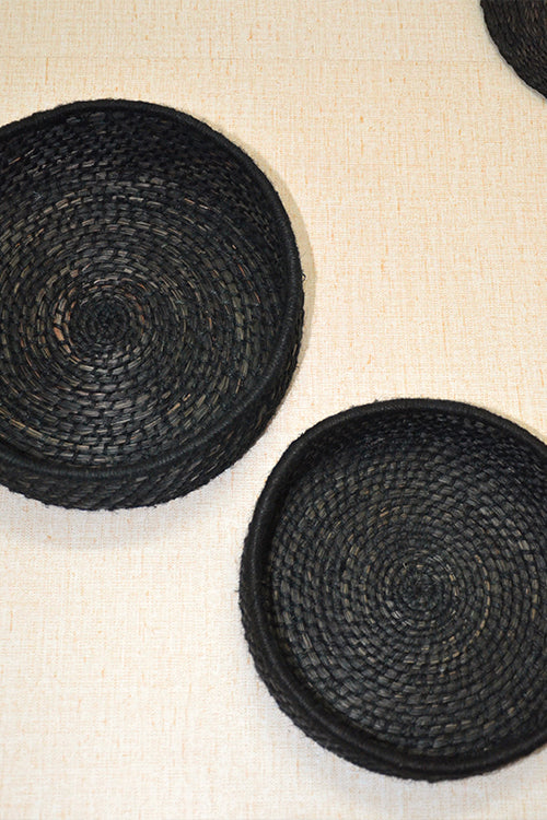 Dharini Sabai & Jute Round Baskets Charcoal (Set Of 2)