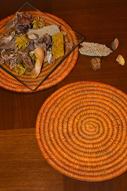Dharini Sabai & Palm Round Trivets Mustard (Set Of 2)
