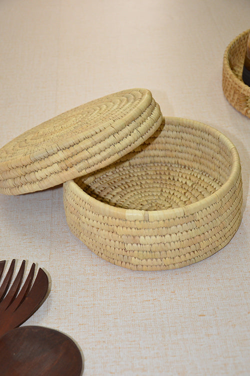 Dharini Sabai & Palm Round Storage & Utility Box Natural