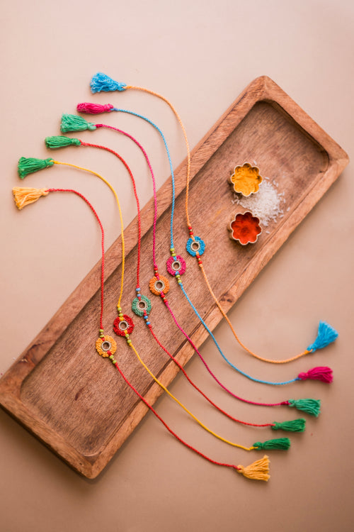 Samoolam Rainbow Flowers Rakhi (Set Of 6)