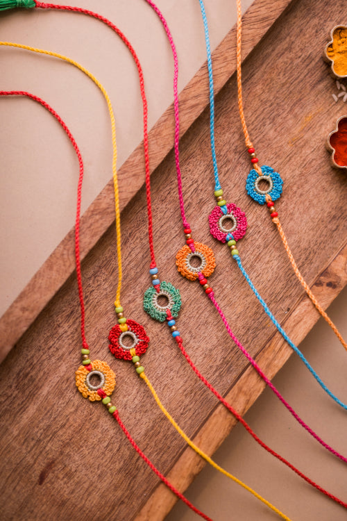 Samoolam Rainbow Flowers Rakhi (Set Of 6)