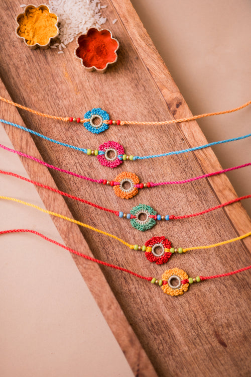 Samoolam Rainbow Flowers Rakhi (Set Of 6)