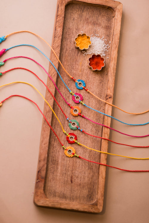 Samoolam Rainbow Flowers Rakhi (Set Of 6)