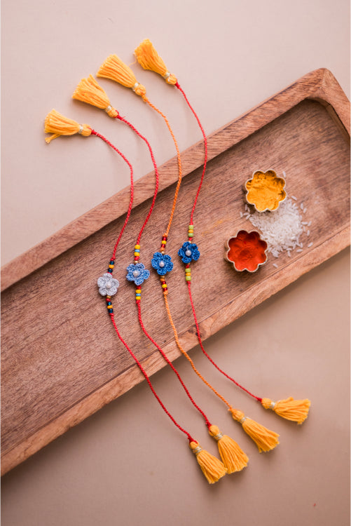 Samoolam Blue Daisies Rakhi (Set Of 4)