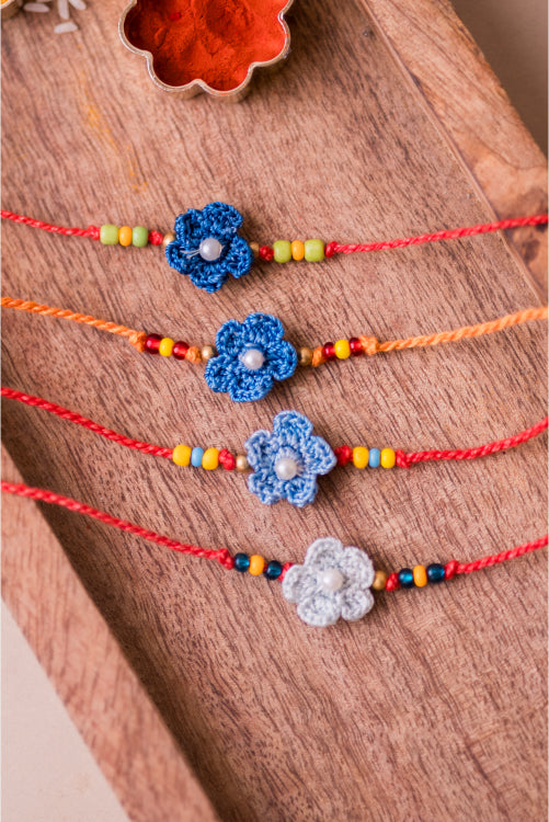 Samoolam Blue Daisies Rakhi (Set Of 4)