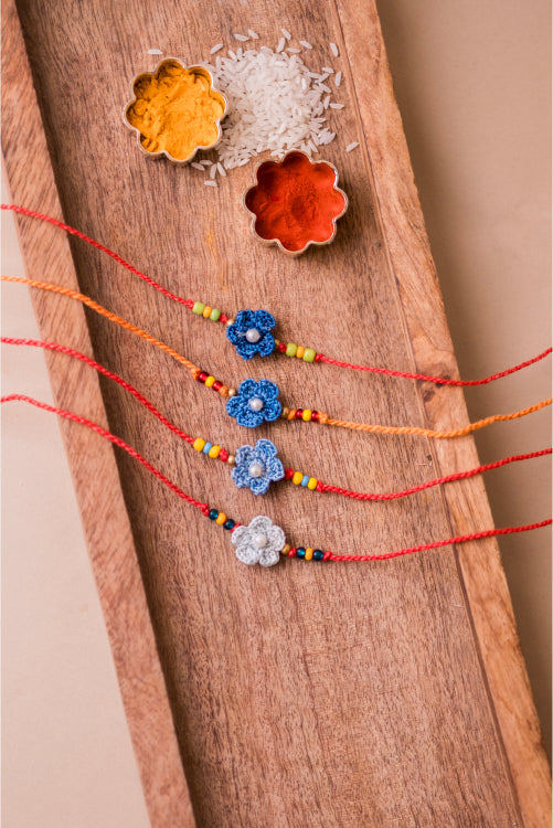 Samoolam Blue Daisies Rakhi (Set Of 4)