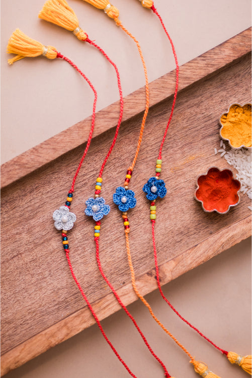Samoolam Blue Daisies Rakhi (Set Of 4)