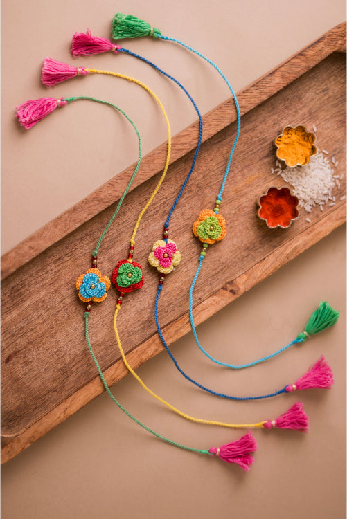 Samoolam Multicolor Roses Rakhi (Set Of 4)