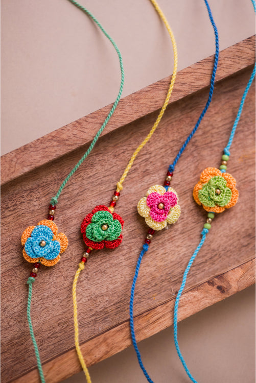 Samoolam Multicolor Roses Rakhi (Set Of 4)