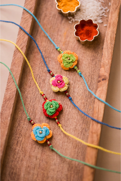Samoolam Multicolor Roses Rakhi (Set Of 4)