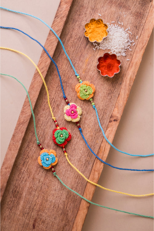 Samoolam Multicolor Roses Rakhi (Set Of 4)