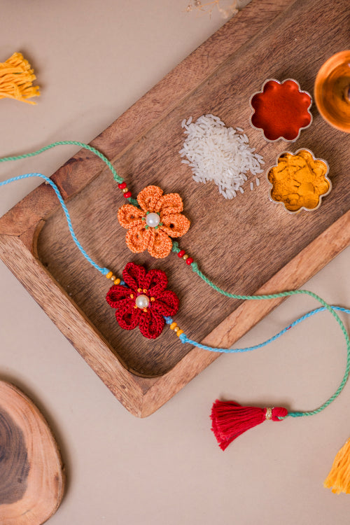 Samoolam Red & Yellow Daffodil Rakhi (Set Of 2)