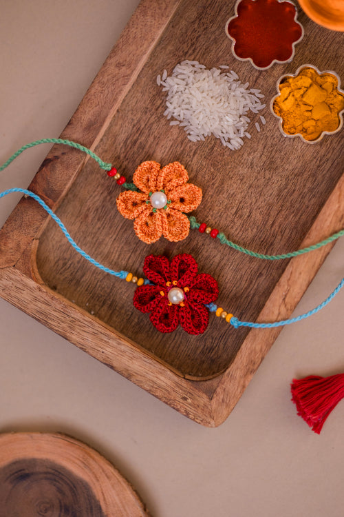 Samoolam Red & Yellow Daffodil Rakhi (Set Of 2)
