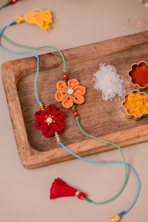 Samoolam Red & Yellow Daffodil Rakhi (Set Of 2)