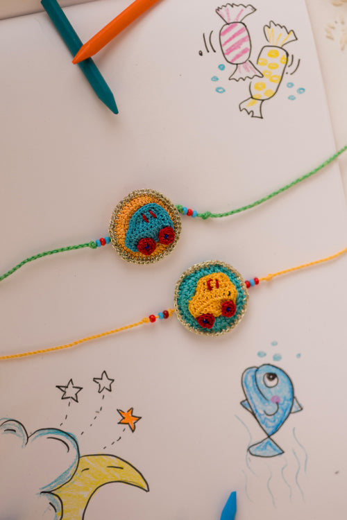 Samoolam Playful Cars Kids Rakhi (Set Of 2)