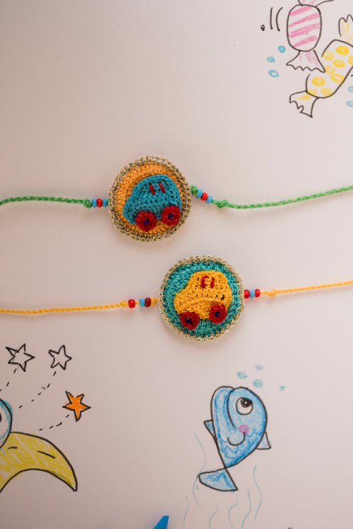 Samoolam Playful Cars Kids Rakhi (Set Of 2)