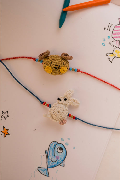 Samoolam Bear & Rabbit Kids Rakhi (Set Of 2)
