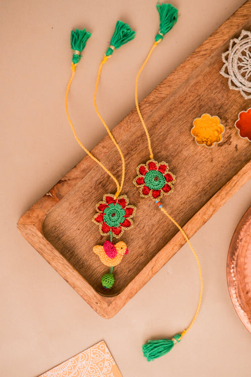 Samoolam Phool & Chidiya Rakhi & Lumba (Set Of 2)