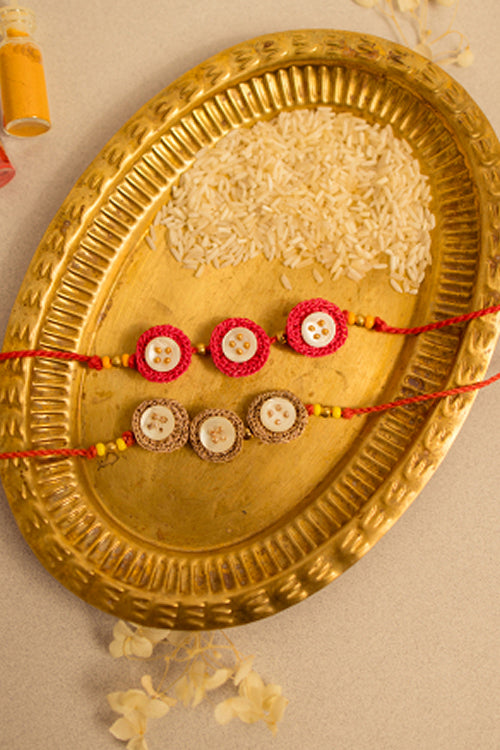 Samoolam Ananta Red Gold Rakhi (Set Of 2)
