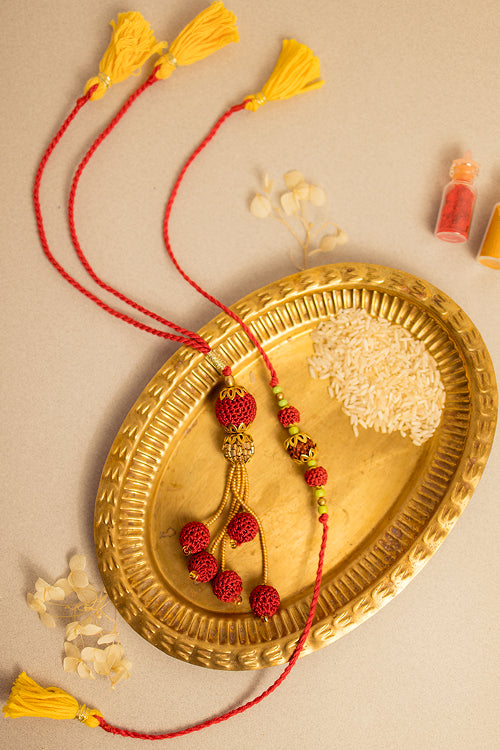 Samoolam Rakhi & Lumba Set Rudra Moti (Set Of 2)