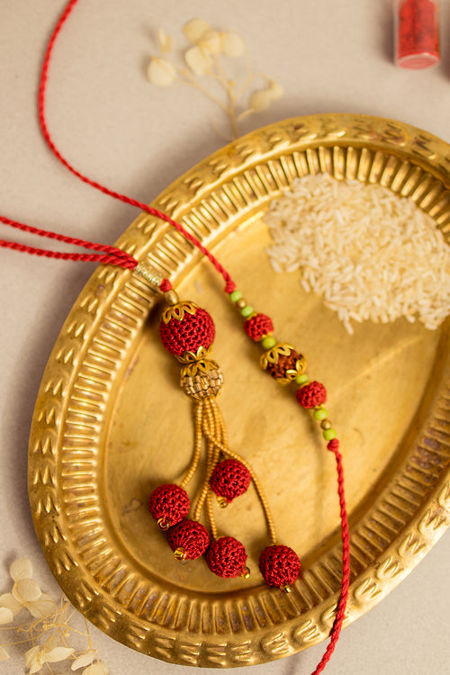 Samoolam Rakhi & Lumba Set Rudra Moti (Set Of 2)