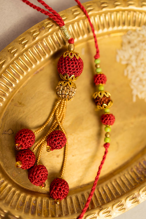 Samoolam Rakhi & Lumba Set Rudra Moti (Set Of 2)