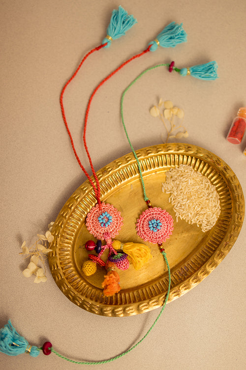 Samoolam Rakhi & Lumba Set Poppy (Set Of 2)