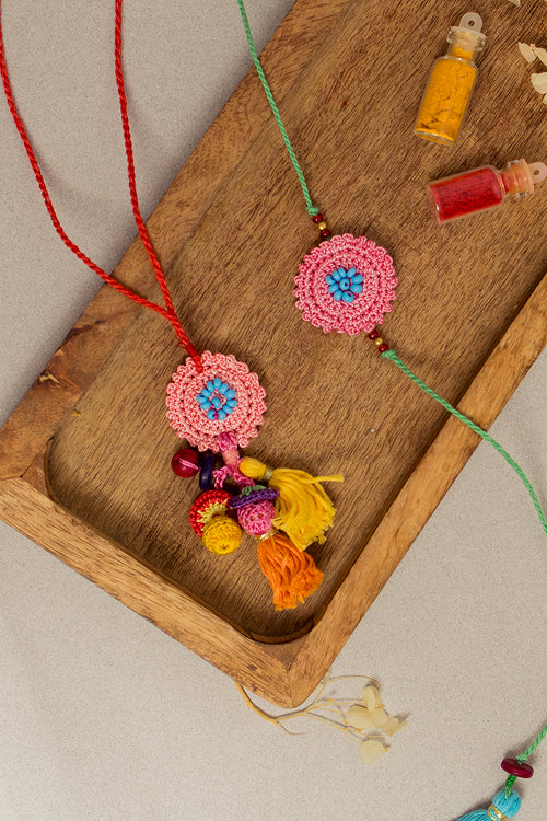 Samoolam Rakhi & Lumba Set Poppy (Set Of 2)