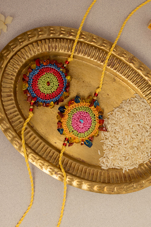 Samoolam Rakhi Set Dhanak (Set Of 2)