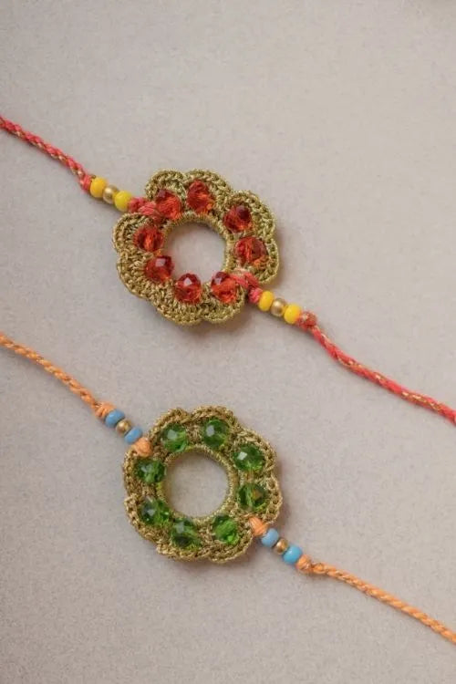 Samoolam Heritage Threads Crochet Rakhi (Set of 2)
