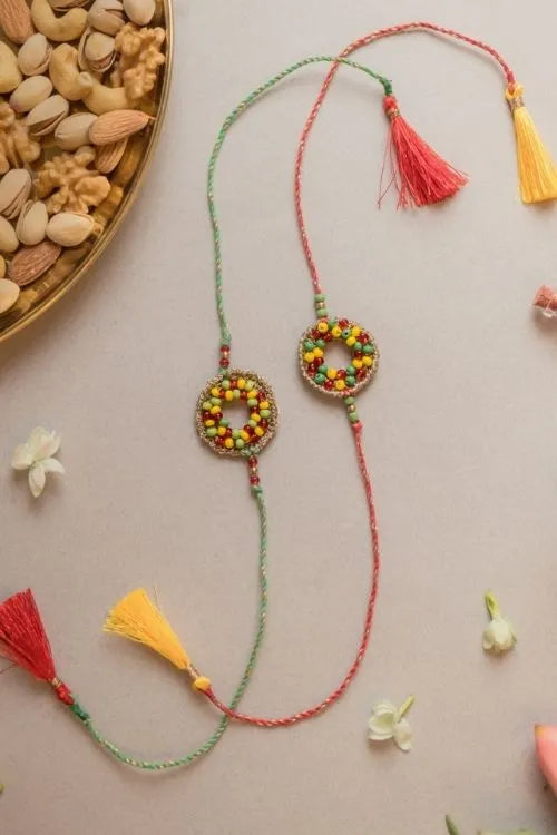 Samoolam Rainbow Threads Crochet Rakhi (Set of 2)