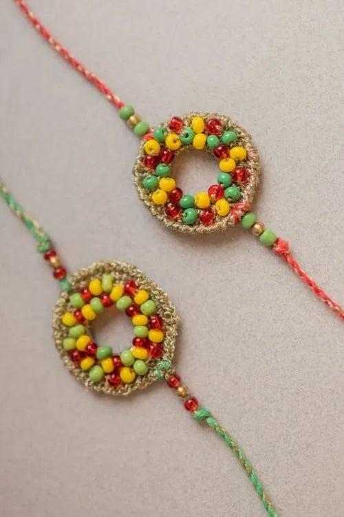 Samoolam Rainbow Threads Crochet Rakhi (Set of 2)