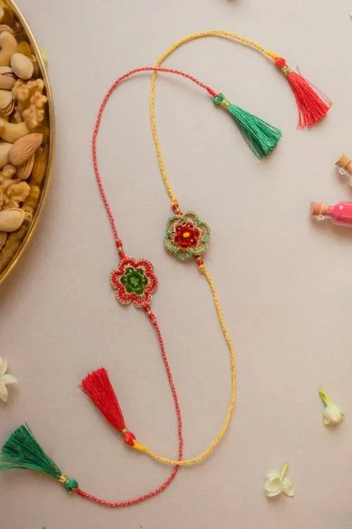 Samoolam Red & Greeen Gem Rakhi (Set of 2)