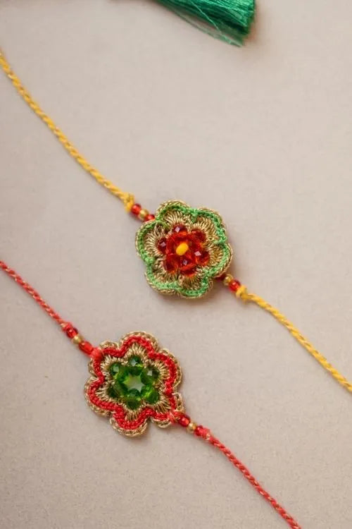 Samoolam Red & Greeen Gem Rakhi (Set of 2)